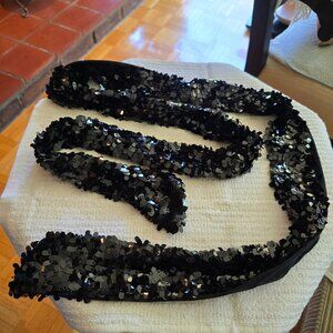 Y2K Vintage Claire's Black Sequin Scarf / Belt